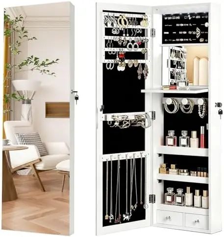 Full Length Mirror Jewelry Armoire - con specchio a figura intera, 6