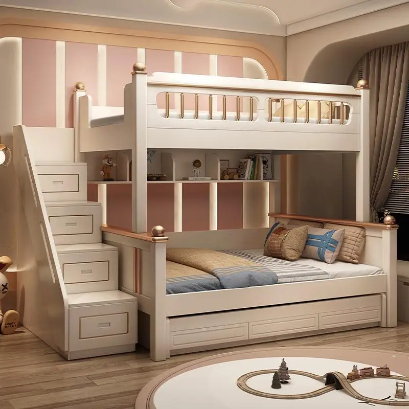 King Size Bed Frame With Storage Drawers - Letto a castello in legno 135x190cm
