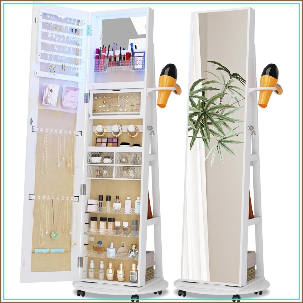 Full Length Mirror Jewelry Armoire - Armadio per Gioielli con Specchio a