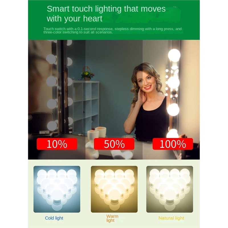 Dressing Table Vanity With Lighted Mirror - Lampada da tavolo a LED ricaricabile