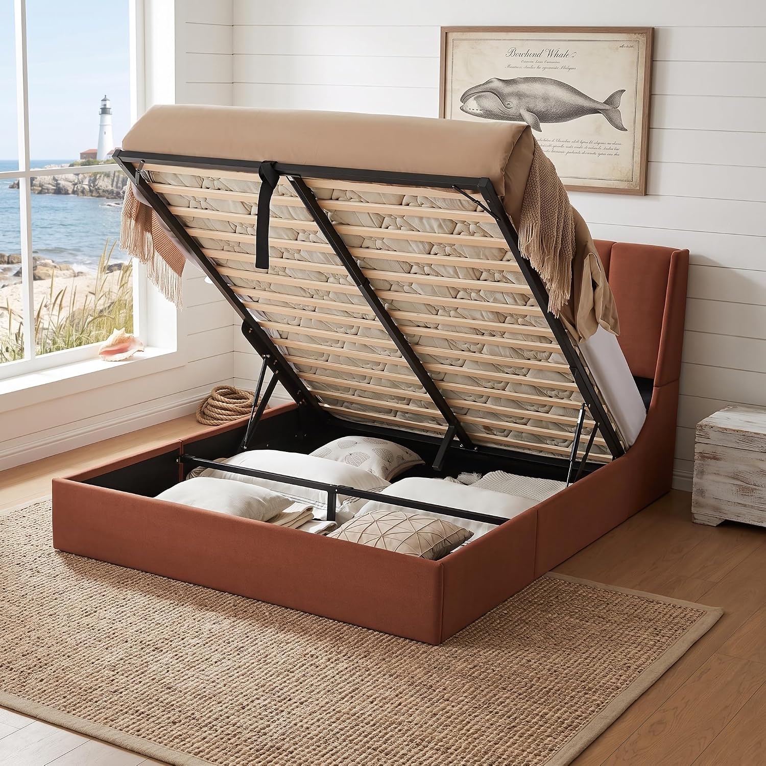 Gas Lift Storage Bed Hydraulic - Letto Queen Size con Contenitore e