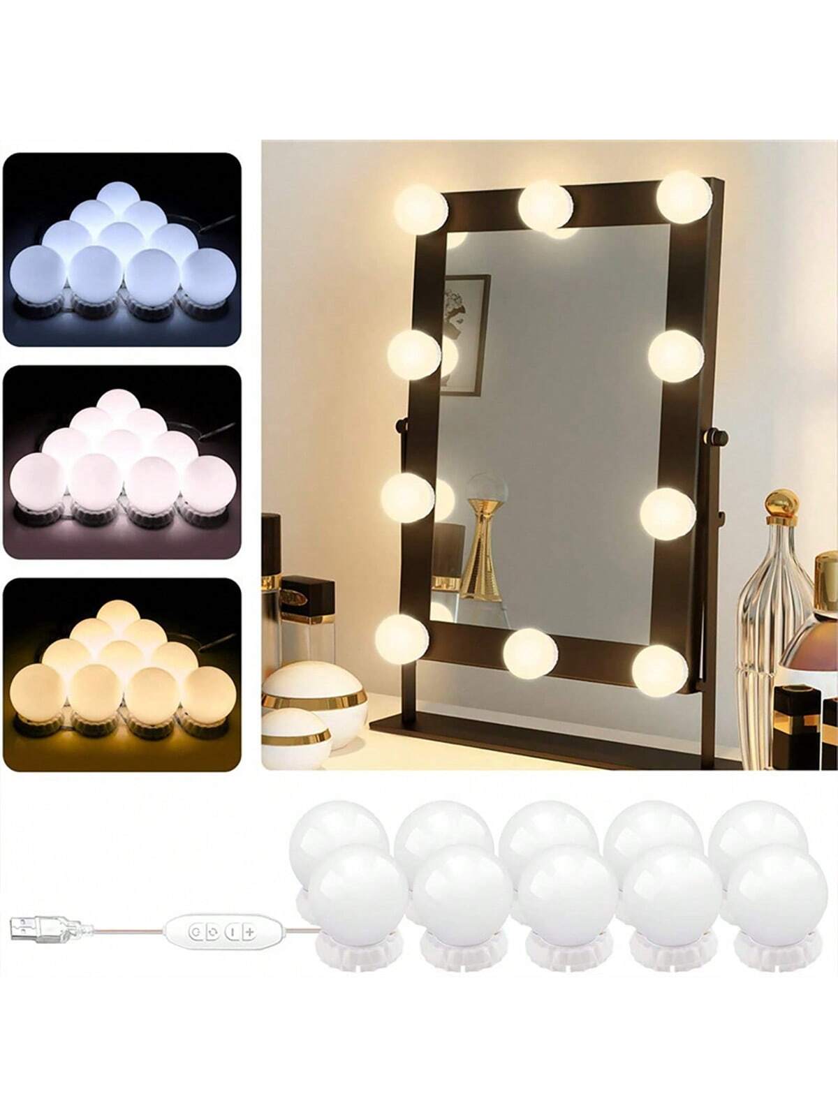 Dressing Table Vanity With Lighted Mirror - Nuove lampade a bulbo rimovibili, specchio