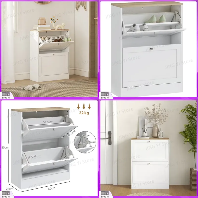 Scarpiera stretta con 2 ante a - Shoe Rack Cabinet Narrow Entryway recensione e prezzo