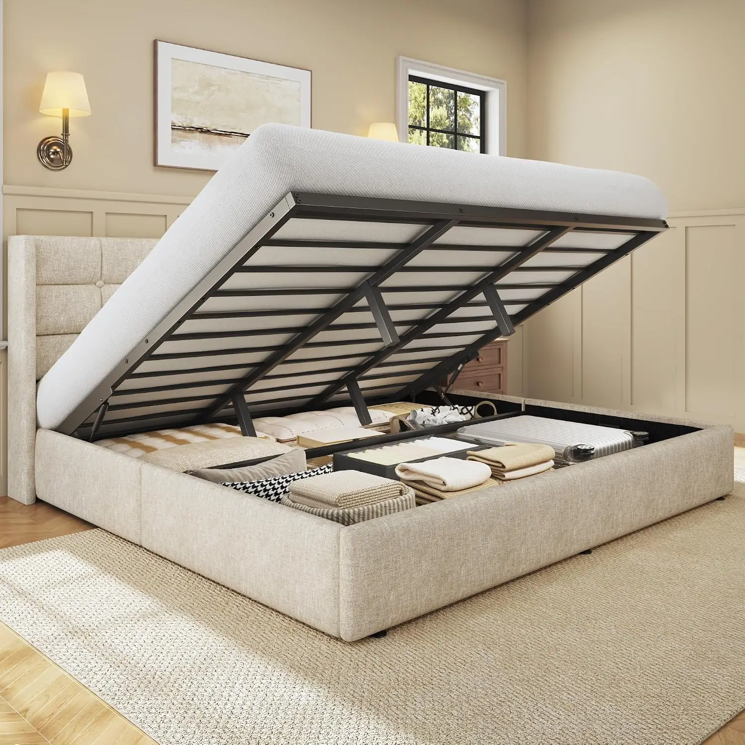 Letto matrimoniale con conteni - Gas Lift Storage Bed Hydraulic recensione e prezzo