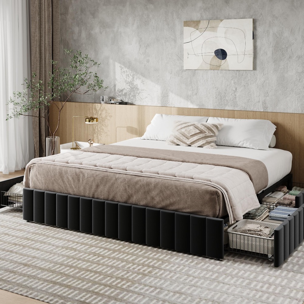 Letto matrimoniale con struttu - King Size Bed Frame With Storage Drawers recensione e prezzo