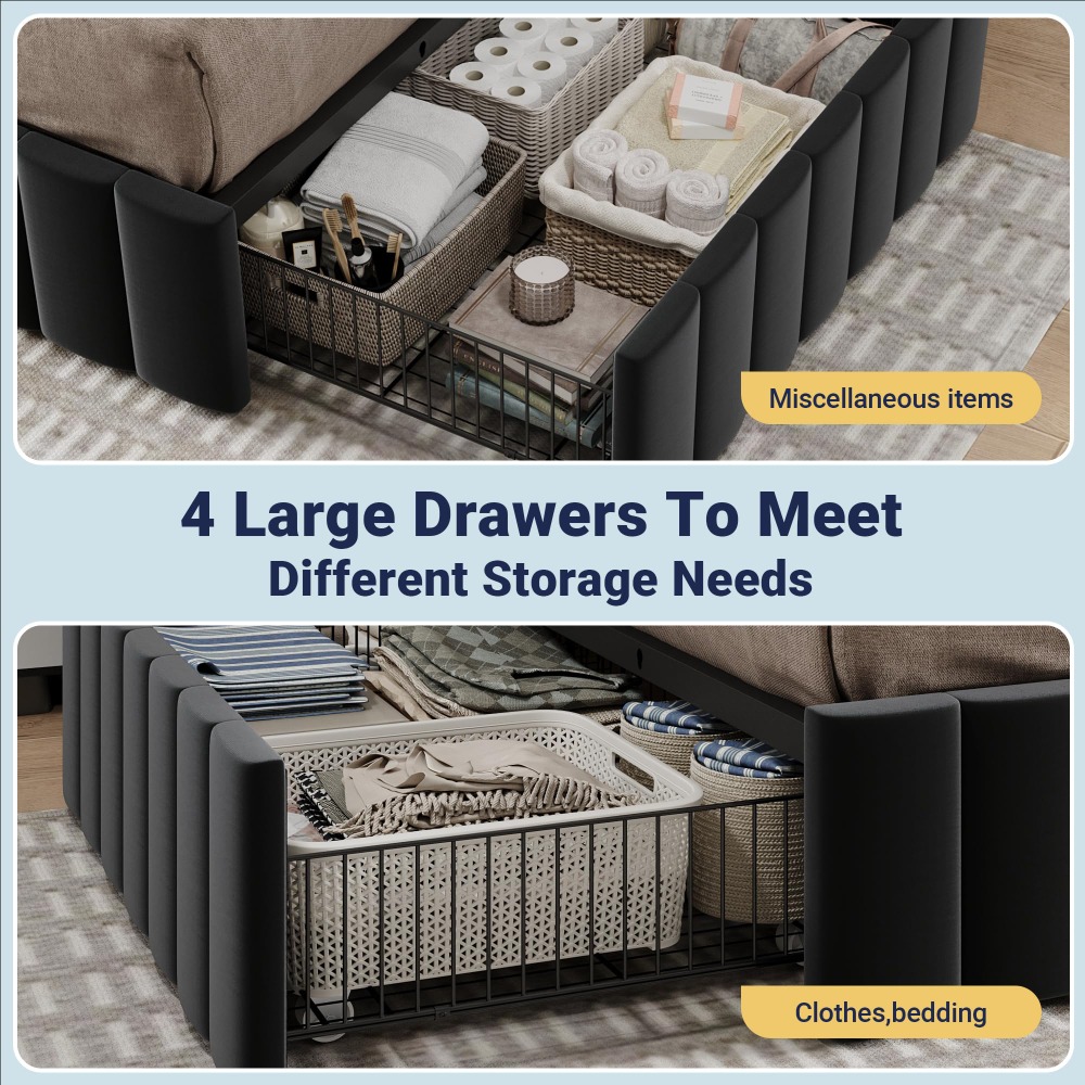 Letto matrimoniale con struttu - King Size Bed Frame With Storage Drawers recensione e prezzo